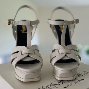YSL tribute platform sandal in white